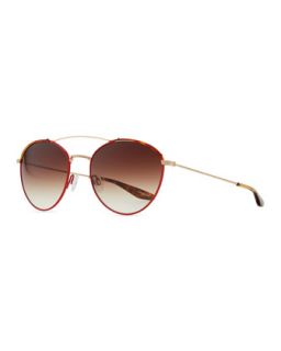 Gamine Round Aviator Sunglasses, Gold/Red/Havana   Barton Perreira   Gold