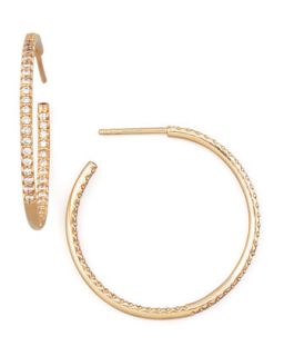 30mm Rose Gold Diamond Hoop Earrings, 0.98ct   Roberto Coin   Gold (30mm ,8ct ,