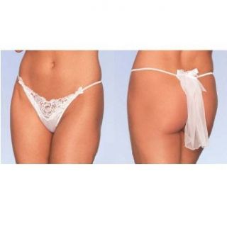 Bridal Thong With Train And Bow BR416 (WHITE,O/S) Clothing