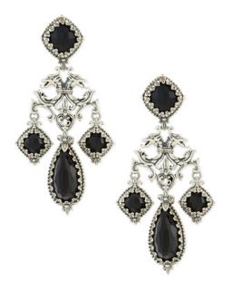 Ornate Black Onyx Earrings   Konstantino   Black