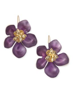 Prairie Crocus Floral Lucite Earrings, Purple   Alexis Bittar   Purple