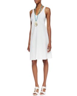Organic Linen Knee Length Bias Dress, Womens   Eileen Fisher   Black (3X