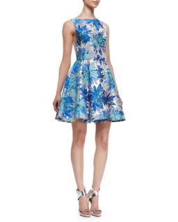 Womens Foss Brocade Fit and Flare Dress   Alice + Olivia   Blue multi (12)