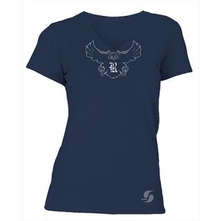 SOFFE Womens Rice Owls No Sweat V Neck Short Sleeve T Shirt   Size L, Navy
