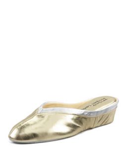 Spanish Leather Wedge Mule, Gold/Silver   Jacques Levine   Gold silver (36.0B/6.