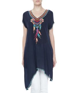 Womens Sweet Dreams Embroidered Georgette Tunic   Johnny Was Collection   Deep
