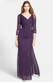 Adrianna Papell Beaded Mesh Gown
