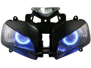 Headlight Assembly for 2004 2007 Honda Cbr1000rr with Hid Blue Angel Demon Eyes Automotive