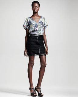 Womens Microcosm Leather Trim Lace Skirt   Kelly Wearstler   Black (8)