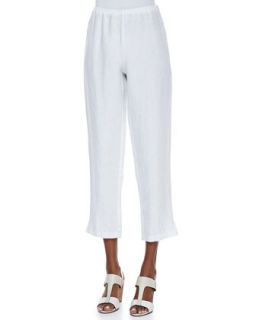 Womens Twill Slim Ankle Pants, Petite   Eileen Fisher   White (PP (2/4))