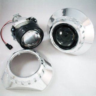 v5 Mini h1 Bi xenon HID Projectors v5 w/ 2.5" Clear Lenses + e46 r Chrome Shrouds Headlight Retrofit Automotive