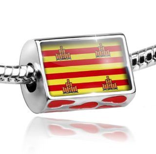 Bead with Hearts Ibiza (Spain) Flag   Charm Fit All European Bracelets , Neonblond NEONBLOND Jewelry