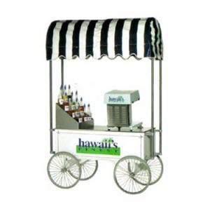 Gold Medal Portable Shave Ice Wagon & Awning w/ 4 Spoke Wheels, Stainless, White