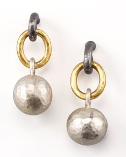 Mixed Metal Ball Drop Earrings   Gurhan   Silver/Gold