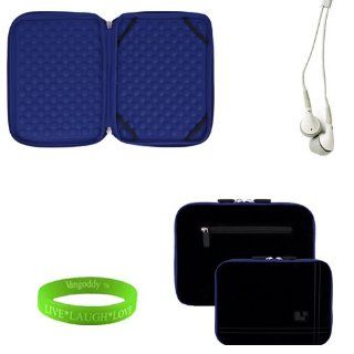 Black and Ocean Blue 13 inch Neoprene Sleeve for your Samsung S series NP300V3AI Ultrabook sleeve is shock absorbent, fully padded bubble interior + Vangoddy Live Laugh Love Bracelet + Universal Earbuds Electronics