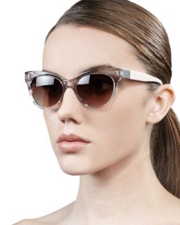 Leather Arm Cat Eye Sunglasses, Clear Gray   THE ROW   Grey clear