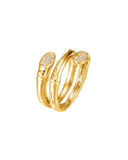 Bamboo 18k Gold Pave Diamond Double Coil Ring, Size 7   John Hardy   Gold (7)