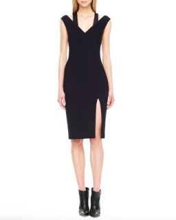 Womens Sequin Inset Crepe Dress   Michael Kors   Black (6)
