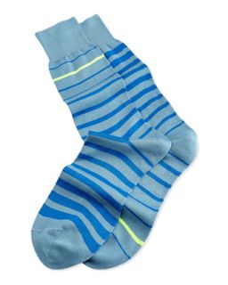 Mens Neon Stripe Socks, Light Blue   Paul Smith   Lt blue