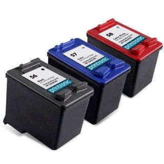 Printronic Remanufactured Ink Cartridge Replacement for HP 56 57 58 C6656AN C6657AN C6658AN (1 Black 1 Color 1 Photo Color) 3 Pack Electronics