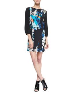 Womens Floral Print 3/4 Sleeve Dress   4.collective   Multi (8)