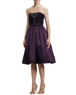 Womens Strapless Embroidered/Sequined Party Dress   Pamella Roland   Amethyst