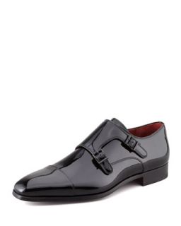 Mens Patent Double Monk Loafer   Magnanni for    Black (43.5/10.
