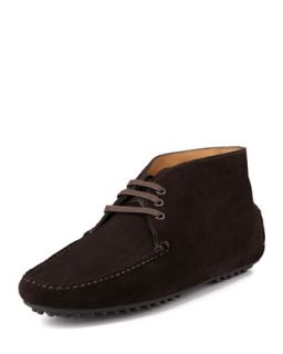 Mens Suede Lace Up Driving Shoe, Dark Brown   Car Shoe   (8 1/2)
