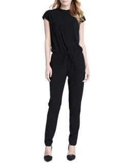 Womens Knit Jumpsuit with Drawstring Waist   Vince   Black (10)