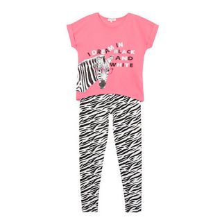 bluezoo Girls black and pink zebra printed pyjamas