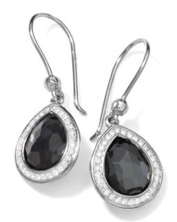 Stella Teardrop Earrings in Hematite & Diamonds, 28mm   Ippolita   Silver (28mm
