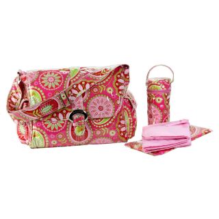 Kalencom Laminated Buckle Diaper Bag   Gypsy Paisley Cotton Candy   Designer Diaper Bags