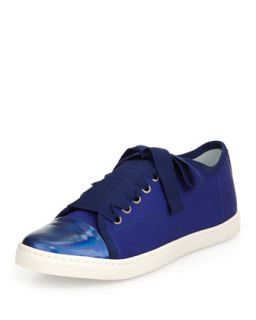 Nylon Cap Toe Low Top Sneaker   Lanvin   Blue (6B)