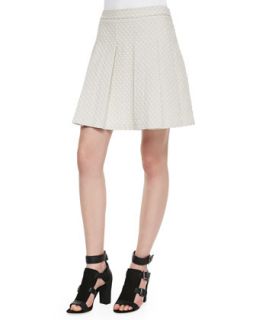 Womens Quilted Jersey Pleated Skirt   10 Crosby Derek Lam   Ivory (12)