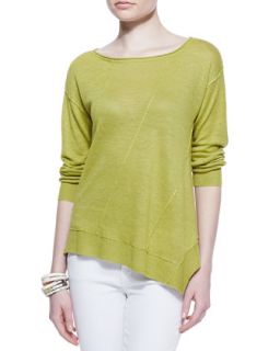 Womens Asymmetric Seam Linen Sweater   Eileen Fisher   Cantaloupe (XXS (0))