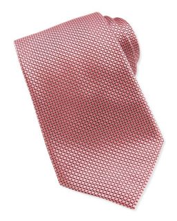 Mens Textured Check & Dot Silk Tie, Pink   Ermenegildo Zegna   Pink