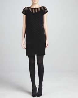 Womens Suede Lattice Ribbon Dress, Black   Grayse   Black (SMALL(4 6))