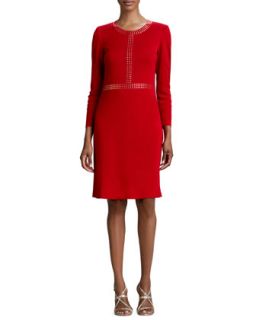 Womens Golden Studded Dress   Misook   Red (LARGE (12/14))