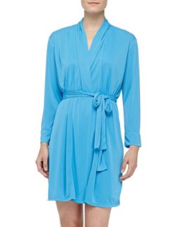 Womens Enchant Slinky Knit Short Robe, Maritime Blue   Natori   Maritime blue