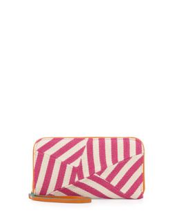 Striped Canvas Zip Wallet, Pink/Orange   POVERTY FLATS by rian