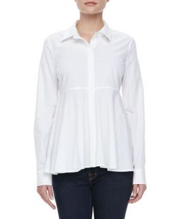 Womens Long Sleeve Peplum Shirt   Halston Heritage   White (4)