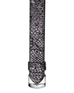 18mm Metallic Snake Print Strap, Gunmetal   Philip Stein   Black metallic (18mm
