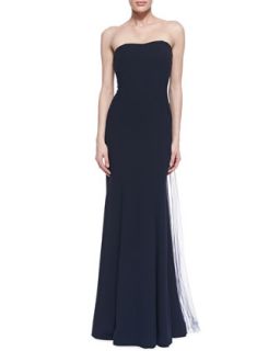 Womens Strapless Beaded Cape Back Gown, Navy   ML Monique Lhuillier   Navy (8)