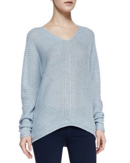 Womens Wide Stitch Linen Sweater   Vince   Chambray (X SMALL)