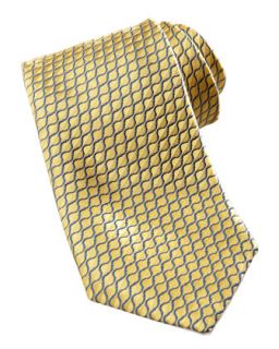 Mens Diagonal Neat Silk Tie, Yellow/Navy   Charvet   Yellow / navy