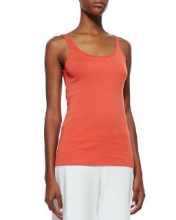 Womens Organic Cotton Slim Tank, Petite   Eileen Fisher   Red lory (coral) (PS