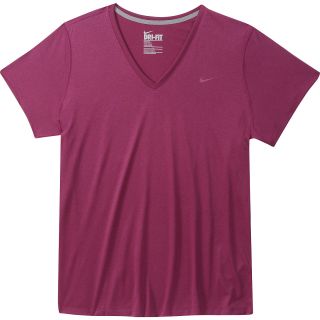 NIKE Womens Regular Legend Short Sleeve V Neck T Shirt   Size 2xl, Raspberry