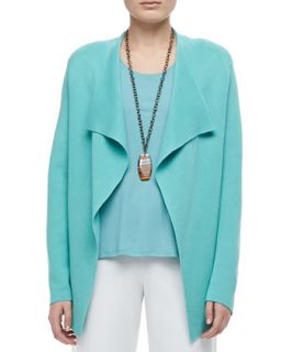 Silk Cotton Interlock Jacket, Womens   Eileen Fisher   Wintergreen (1X (14/16))