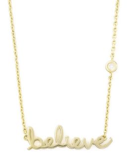 Believe Pendant Bezel Diamond Necklace   SHY by Sydney Evan   Gold