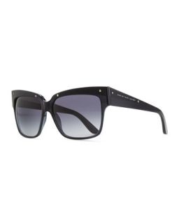 Plastic Square Sunglasses, Black/Gray   Marc by Marc Jacobs   Dk gray/Clear